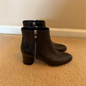 AGL Black Leather Ankle Boots with Zipper